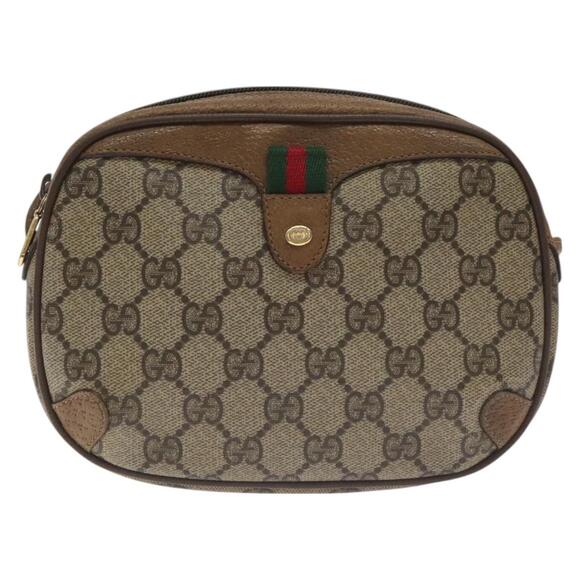 GUCCI GG Supreme Web Sherry Line Bag Pvc Beige Gold 89 02 066 - Picture 2 of 16